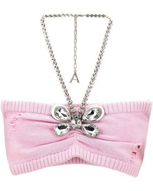 Area 'Crystal Butterfly Knit Bandeau' Top - Pink