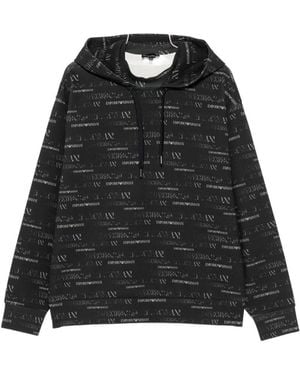 Emporio Armani Kapuzenpullover aus bedruckter Baumwolle von - Schwarz