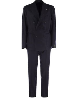 Tagliatore Wol En Cashmere Double Breasted Suit - Zwart