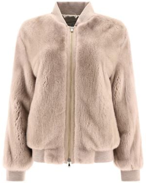Giovi Mink Fur Bomber Chaqueta - Neutro