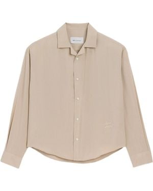 Ami Paris Camisa boxy de manga larga con cuello camp y bordado de - Neutro