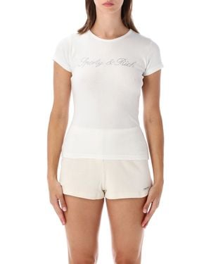 Sporty & Rich Sporty & Rich Tshirt Velour Crystal - White