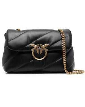 Pinko Love Puff antike goldene schwarze Ledertasche