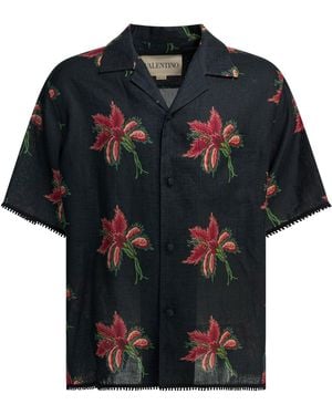 Valentino Papier Floral Shirts Nero-Uomo