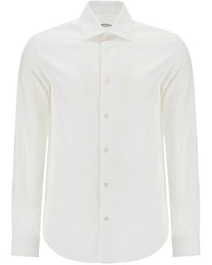 Vincenzo Di Ruggiero Slim Fit Twill Shirt Voor Mannen - Wit