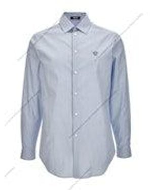 Versace Striped Cotton Shirt With Logo - Blue
