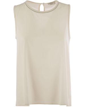 Peserico Stretch Silk Crepe De Chine Top - Natural