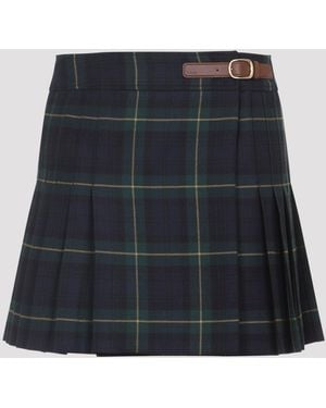 Celine Wool Mini Skirt - Blue
