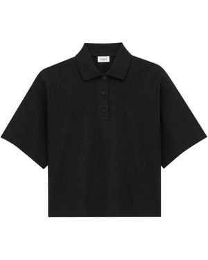 Saint Laurent Oversized Cotton Polo Shirt - Black