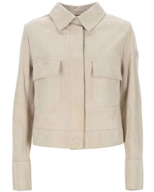 Peuterey Lederjacke Mit Tasche - Weiß