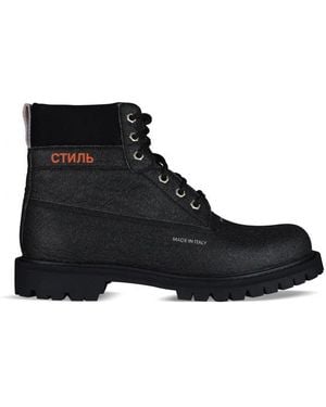 Heron Preston Lace-Up Worker Ankle Boots - Black