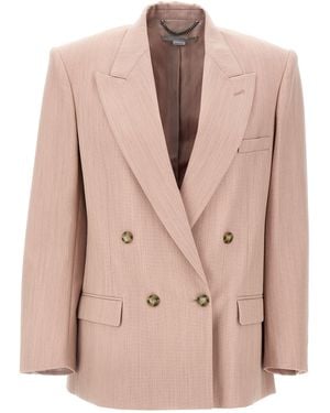 Stella McCartney Double-Breasted Wool Blazer Blazer And Suits Rosa-Donna - Neutro