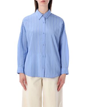 Sessun Sessùn Dazik Pleated Stripe Lyocell Shirt - Blue
