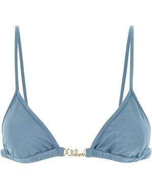 Chloé Cerulean Stretch Nylon Bikini Top - Blue