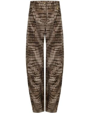 Elisabetta Franchi Alligator Print Barrel Jeans - Natural