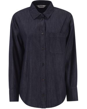 Max Mara Stmnora Leichtes Jeanshemd mit juwelenbesetzten Details - Blau