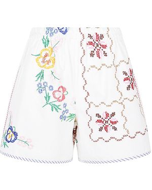 Relax Re-Luxe Embroidered Cotton Shorts - White