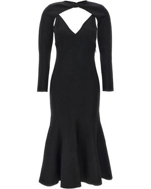 Roland Mouret Fijngebreide Midi-Jurk - Zwart