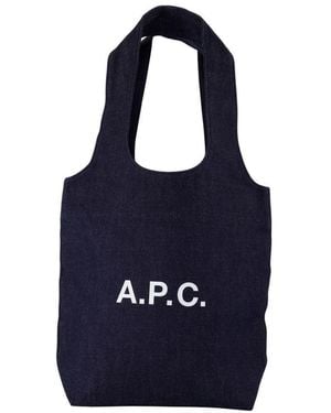 A.P.C. Blaue Baumwoll Shopper Tasche