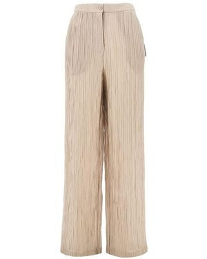 Emporio Armani Crepe Trousers - Natural