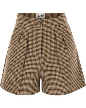 MC2 Saint Barth AYA Pied de Poule Shorts mit Hahnentrittmuster - Braun