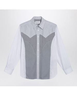 Maison Margiela Striped Patchwork Shirt - Blue