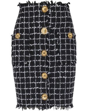 Balmain Tweed Midi Skirt - Black