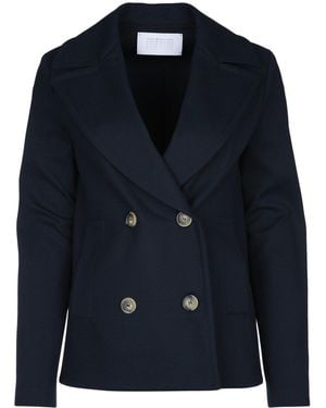 Harris Wharf London Peacoat Diagonal Crafted With Loro Piana Fab - Blue