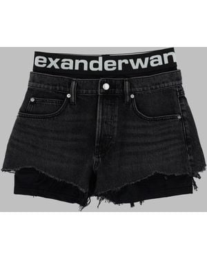 Alexander Wang Comfortable Cotton Logo Shorts For - Black