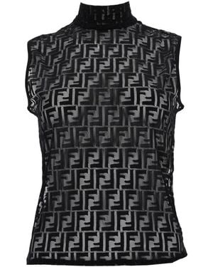 Fendi Top "Ff Lace" - Black