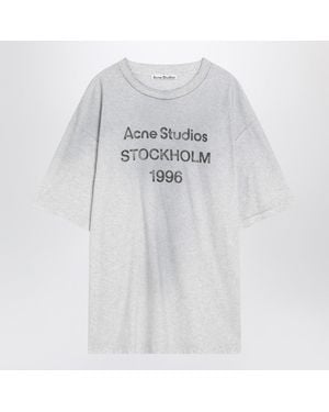 Acne Studios Pale Mélange Cotton T Shirt With Logo - White