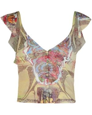 DIESEL Fiore' Cotton Blend Top - Grey