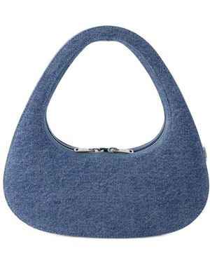 Coperni Swipe Baguette Bag Canvas Blauw Gewassen
