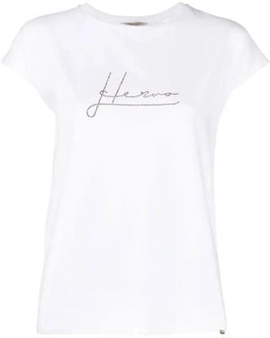 Herno Crystal-Embellished Logo T-Shirt - White