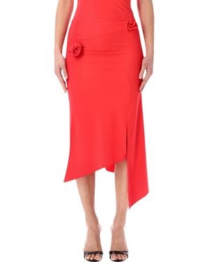 Coperni Flower Asymmetric Skirt - Red