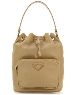 Prada Duet Re-Nylon Bucket Bag - Natural