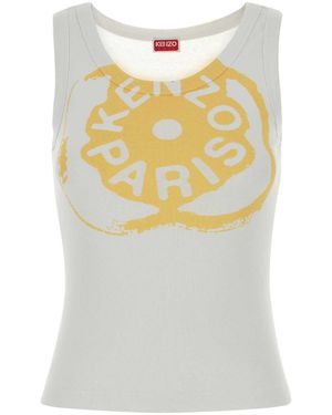 KENZO Graphic Logo Round Neck Top - White