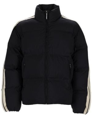 Palm Angels Puffer Jacket With Side Stripe Detail - Black