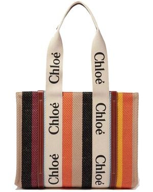 Chloé Woody Medium Tote Tas - Wit