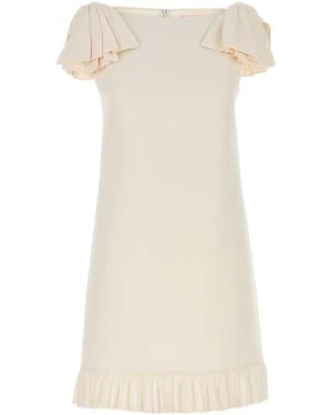 Valentino Garavani Ivory Wool Blend Dress - White