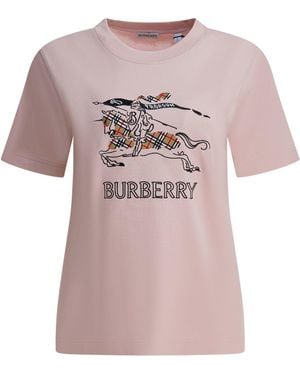 Burberry Cotton T-Shirt With Ekd - Pink
