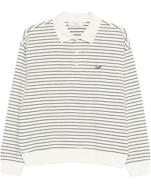 DUNST Striped Cotton Polo Shirt - White