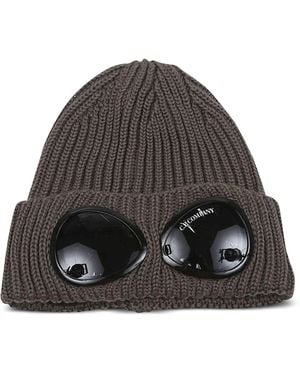 C.P. Company Accessoires Strickkappe in Extrafine Merinowolle - Braun