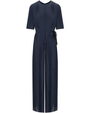 Twinset Dark Pleated Jumpsuit - Blue