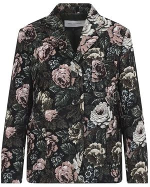 Dries Van Noten Einreihiger Jacquard-Mantel von - Grau