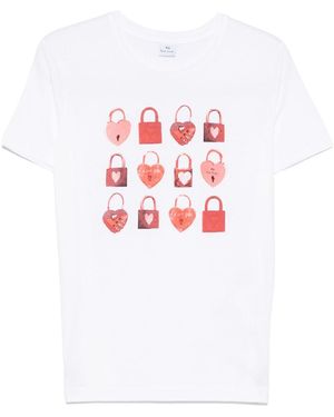 Paul Smith Vorhängeschloss Baumwoll -T -Shirt - Weiß