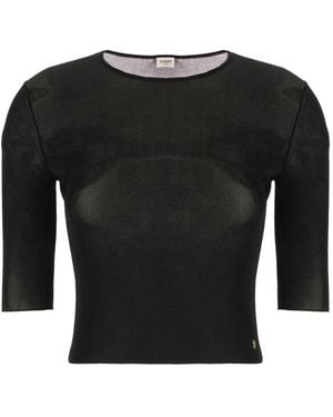 Saint Laurent Cassandre Gebreide Top - Zwart