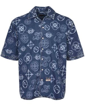 Evisu Hemd aus Jeans. - Blau
