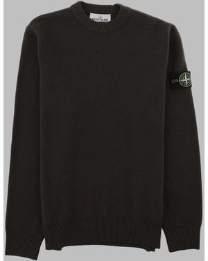Stone Island Ribbed Wool Jumper Virgin Jumpers - Black