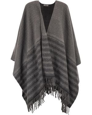 Peserico Virgin Wool And Cashmere Cape - Grey